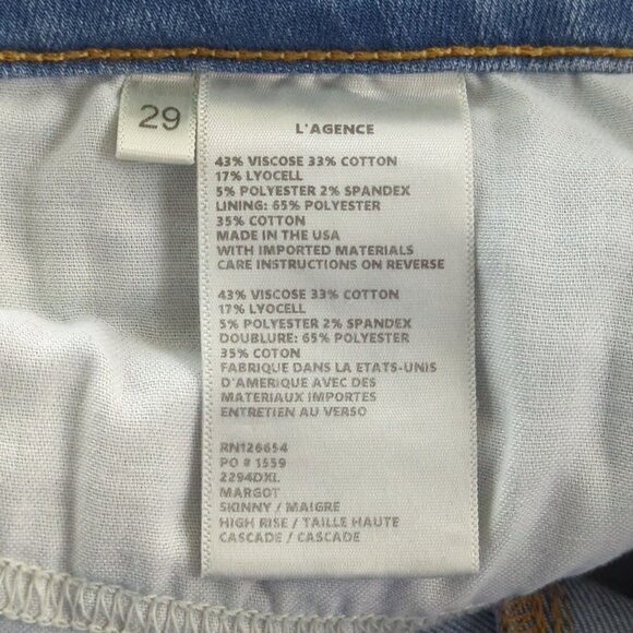 L'agence‎ women's Margot High Rise Cropped Skinny Light blue Jeans size 29 - Picture 7 of 13